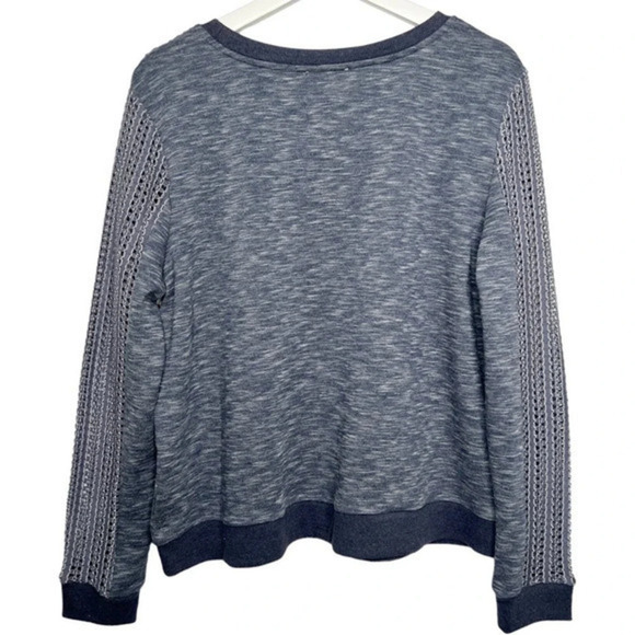 Skies Are Blue Contrast‎ Lace Knit Fringe Sweater Top Size Medium - Picture 3 of 9